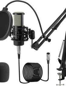 ALABS XLR Condenser Microphone, Professional Cardioid Recording Microphone Kit with 25mm Diaphragm for Streaming, Podcasting, Singing, Vocal, Studio Mic with Boom Arm, Pop Filter (AC22)
